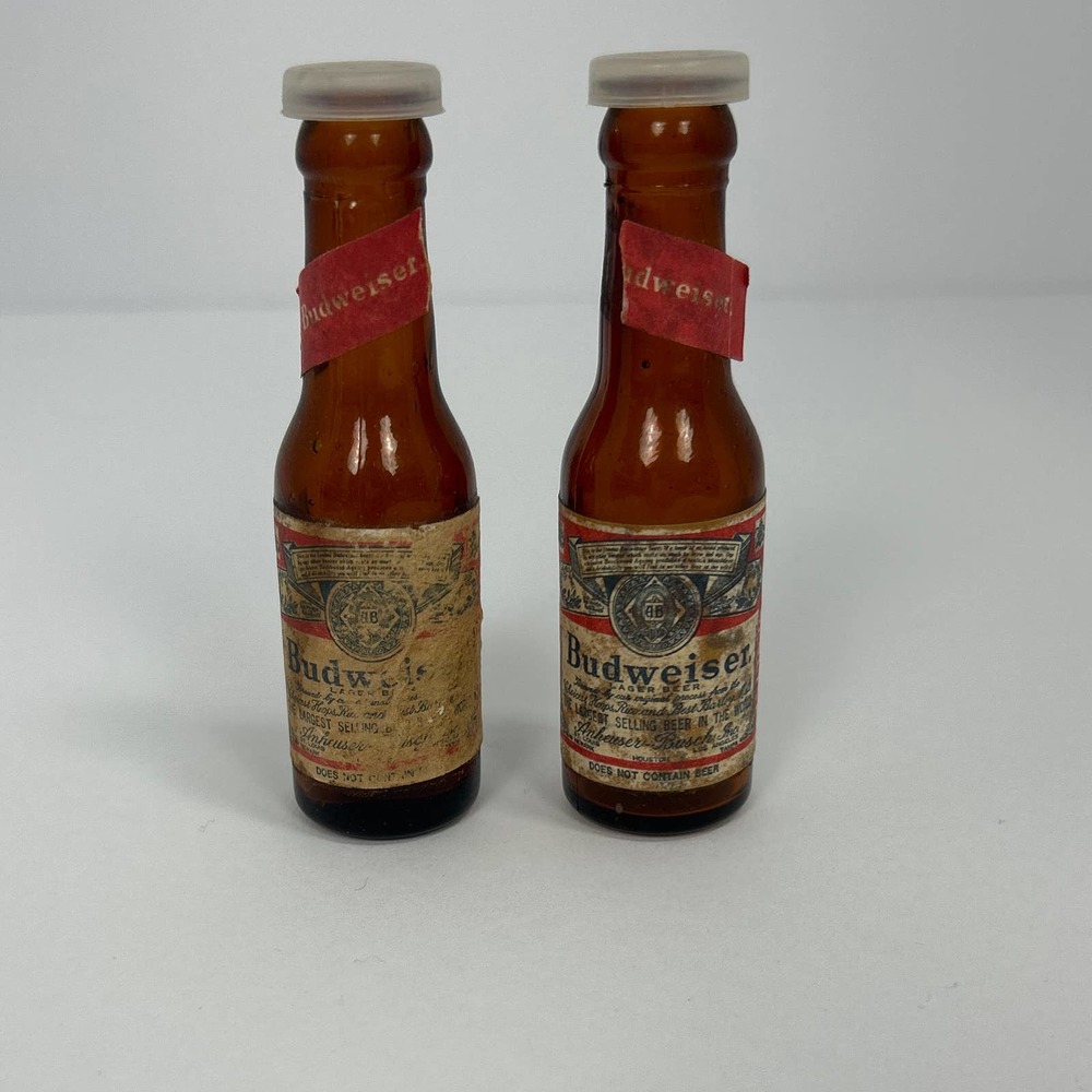 Vintage Miniature Budweiser Salt and Pepper shakers. As is.